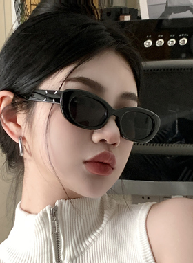 复古猫眼GM防UV墨镜女方圆脸