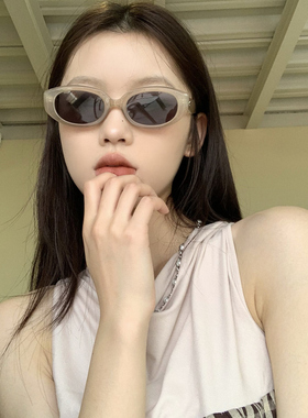 复古奶油茶小框方圆脸墨镜遮阳