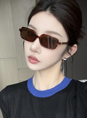 欧美复古豹纹茶小框方形太阳眼镜