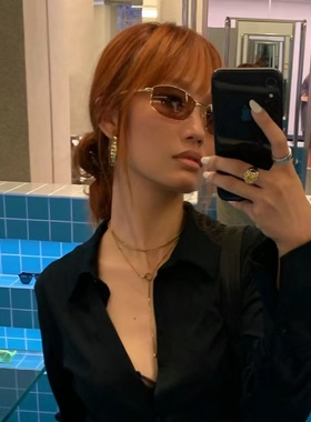 韩系老钱风猫眼方圆显瘦防晒墨镜