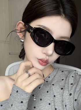 欧美黑色百搭太阳镜猫眼墨镜女潮