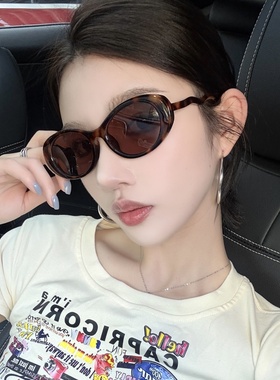 复古猫眼墨镜女方圆脸显瘦太阳镜