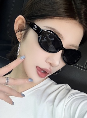 2025新欧美双爱心猫眼黑色墨镜女