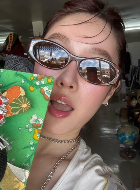 复古欧美辣妹风豹纹猫眼墨镜女潮