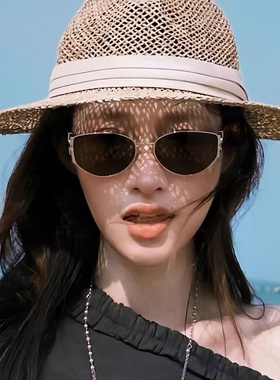 老钱风猫眼金属茶色墨镜方圆显瘦