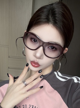 复古欧美风超大框显气质酒红墨镜