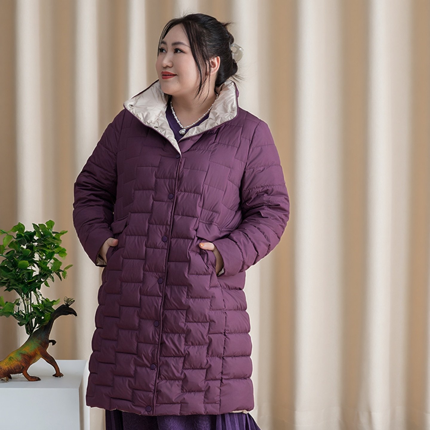 【90白鹅绒】美丽客栈特大码胖mm高端羽绒服加肥加大女中长款外套,淘宝优惠券,粉丝福利购,淘宝优惠卷