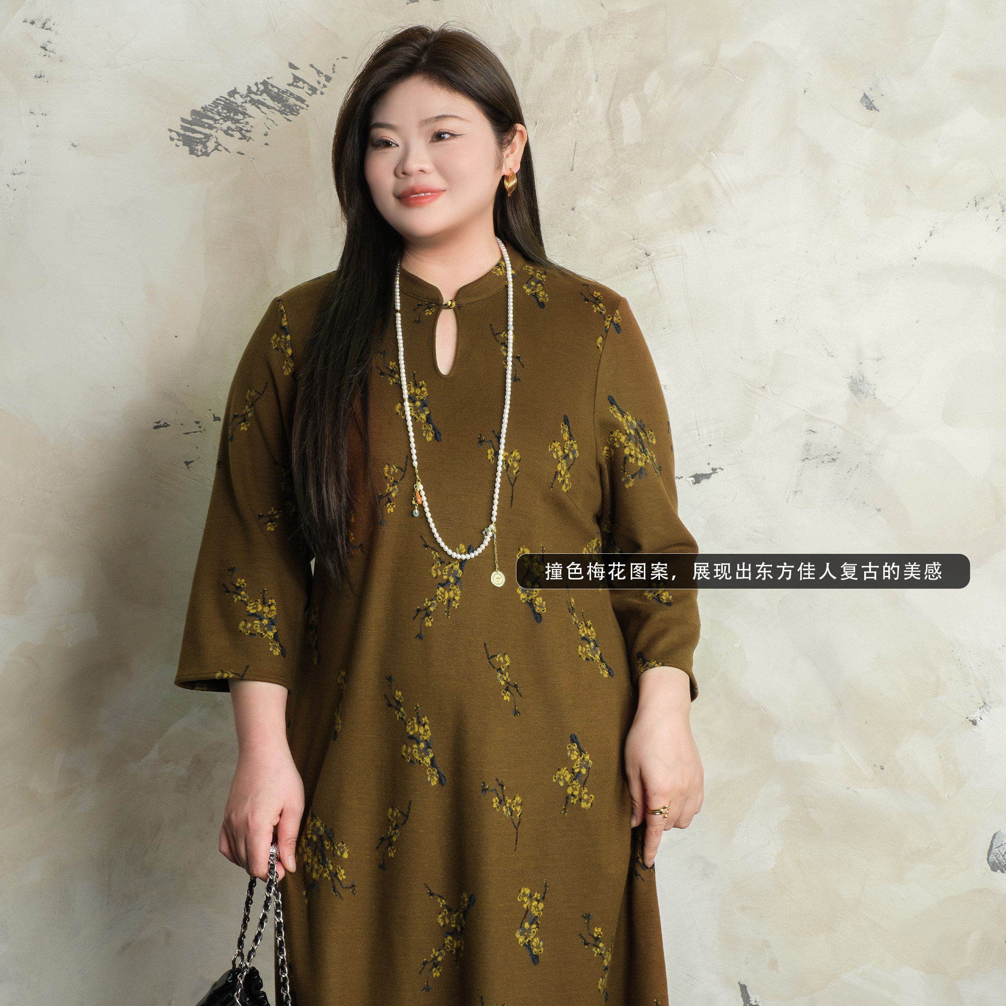 【玉玲珑】美丽客栈秋冬新款针织连衣裙女大码女装新中式印花裙子,淘宝优惠券,粉丝福利购,淘宝优惠卷