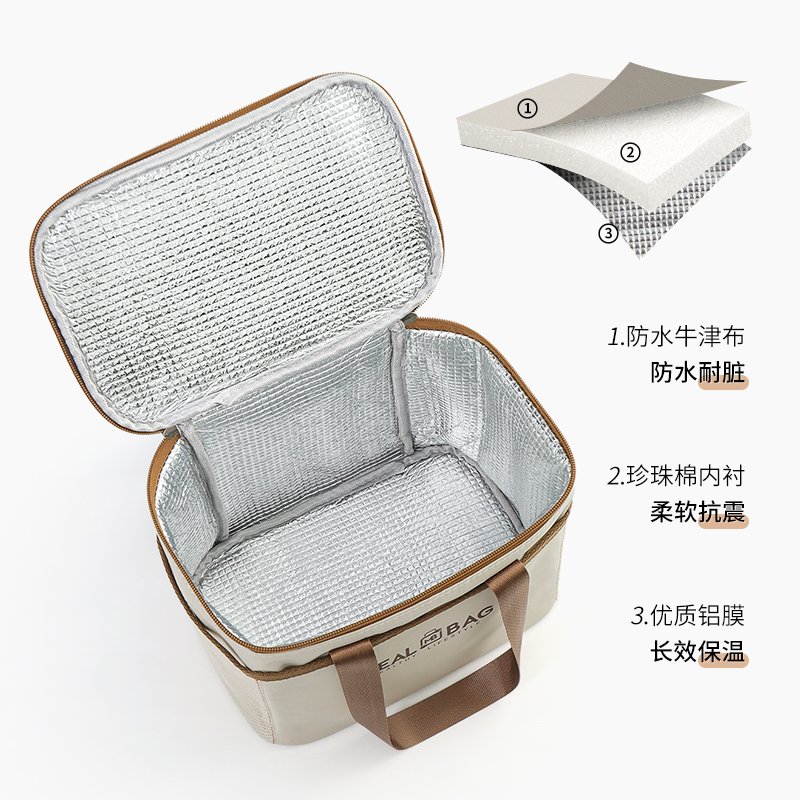 保温袋饭盒袋便当包上班族学生专用带饭包铝箔加厚手提袋子便当包 - 图2