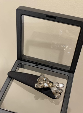 优依家 复古高级感闪亮水钻蝴蝶结 百搭好用经典黑色气质边夹发夹
