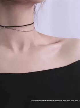 不褪色ins极简风欧美choker百搭双层钛钢项圈简约短款颈带锁骨链