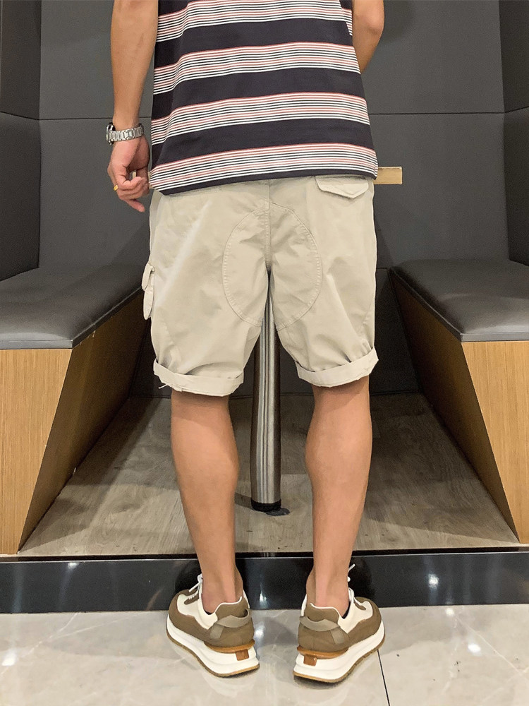 夏季新美式休闲水洗吊裆工装短裤裤男宽松2021潮流青年百搭五分裤