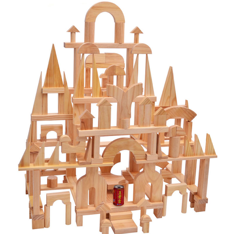 幼儿园积木玩具超大型儿童搭建实木原木质大块积木木头建构区材料