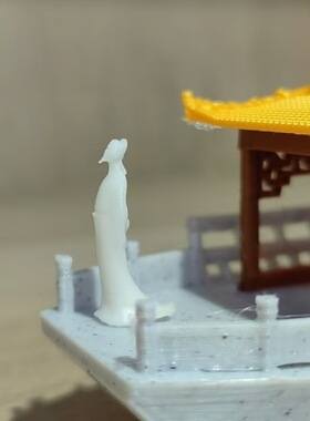 包邮李白杜甫文微景观吹笛子寒江孤影树脂缩物模型国风古学微摆件