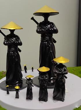 侠客披风背剑微景观江湖故人3D打印小微缩物车载桌摆件寒江孤影