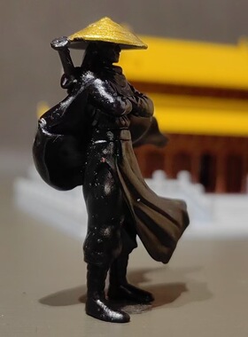 侠客披风背剑微景观江湖故人3D打印小树脂微缩物模型 七夕礼品