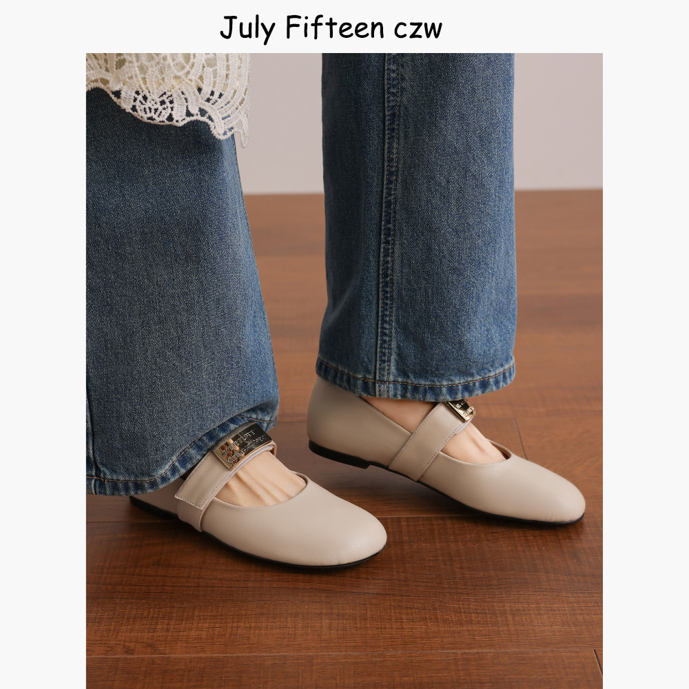 头层羊皮复古金属扣玛丽珍鞋女2026春季新款魔术贴平底鞋浅口单鞋,淘宝优惠券,粉丝福利购,淘宝优惠卷