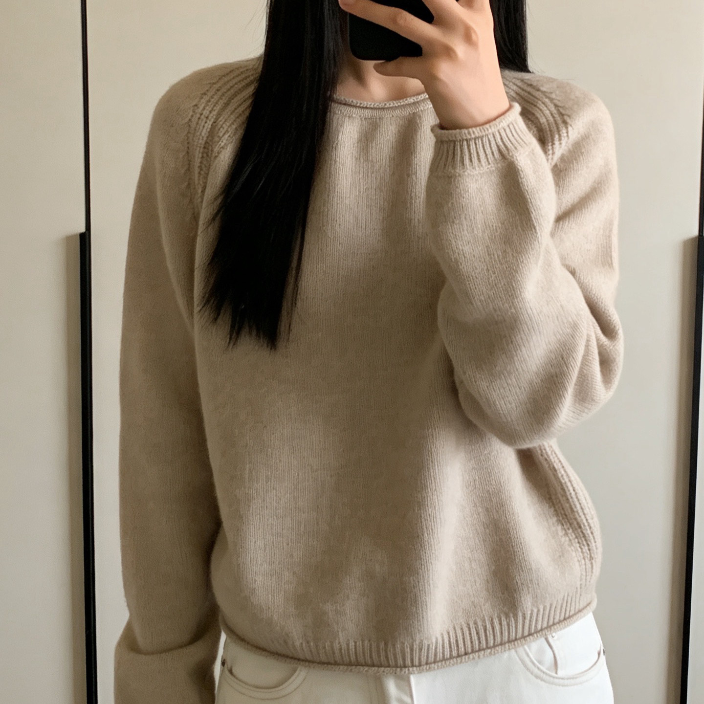 简约圆领羊绒衫女100纯羊绒长袖套头针织衫宽松极简风上衣纯色,淘宝优惠券,粉丝福利购,淘宝优惠卷