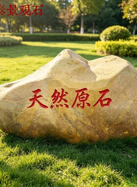 天然原石大型河卵大石头刻字庭院公园草坪泰山石黄蜡石黑山石野山