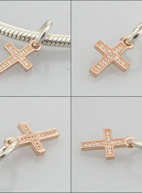 首饰纯银镀金吊坠十字架项链