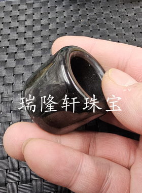 黑色玉石扳指加宽大号玉扳指