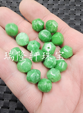 翡翠玉干青六棱珠玉石散珠