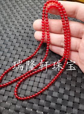 玉石挂件绳红色圆珠吊坠绳毛衣链