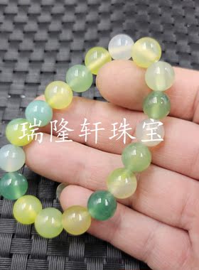 苹果绿玛瑙圆珠玉石手链