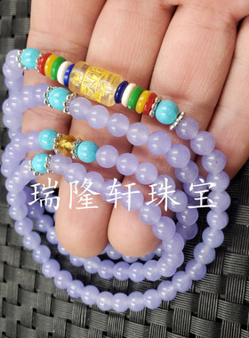 紫色毫米手串石英岩玉