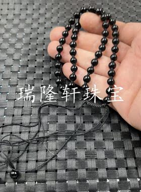 仿黑曜石圆珠挂件绳珠链