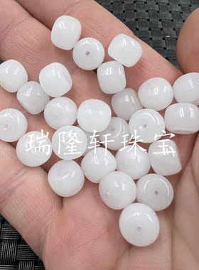 玉石散珠新疆和田白玉桶珠散珠