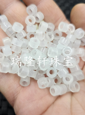 新疆和田石英岩玉大孔路路通散珠