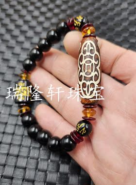 铜钱天珠路路通玉石手链