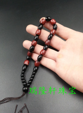 天然酸枝木路路通黑曜石圆珠米珠精编手把件挂件吊坠绳现货