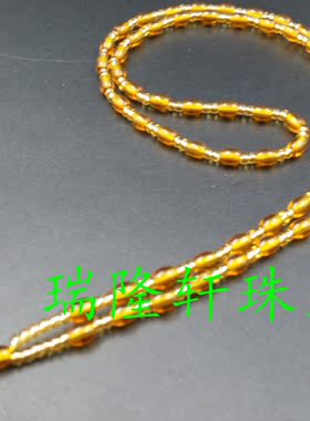 新款仿琥珀米珠项链绳透明黑曜石挂件绳玉石项链绳玉珠链玉绳