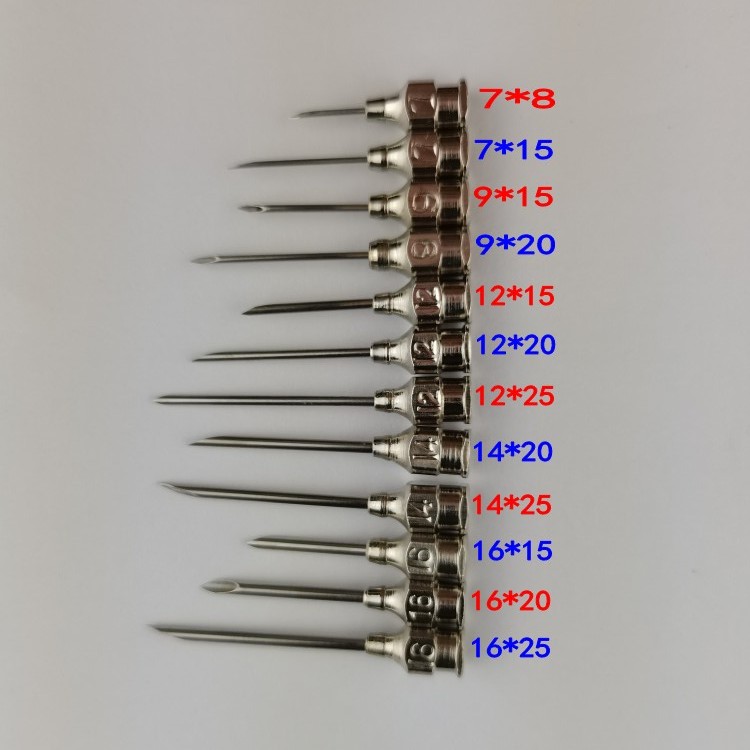 包邮注射器不锈钢点胶针头兽用针头4号7号9号12号16#号斜口铁针头-图1