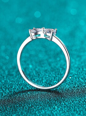 D色莫桑石60分蝴蝶结戒指925纯银