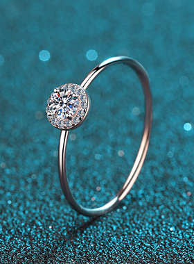 纯银美国克拉莫桑求婚戒指送闺蜜