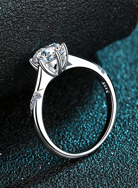 D色1克拉莫桑石通灵戒指925纯银
