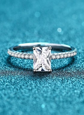 D色1克拉莫桑石925纯银镀铂金