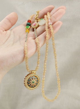 新中式国风可转动吊坠项链女