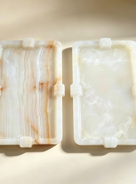 YOU物家 轻奢样板房茶几桌面玄关玉石花瓣造型果盘摆件家居搭配