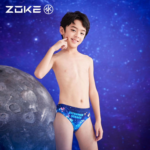 洲克儿童泳衣三角专业游泳训练zoke奥特曼男童速干竞速比晒泳裤 - 图2
