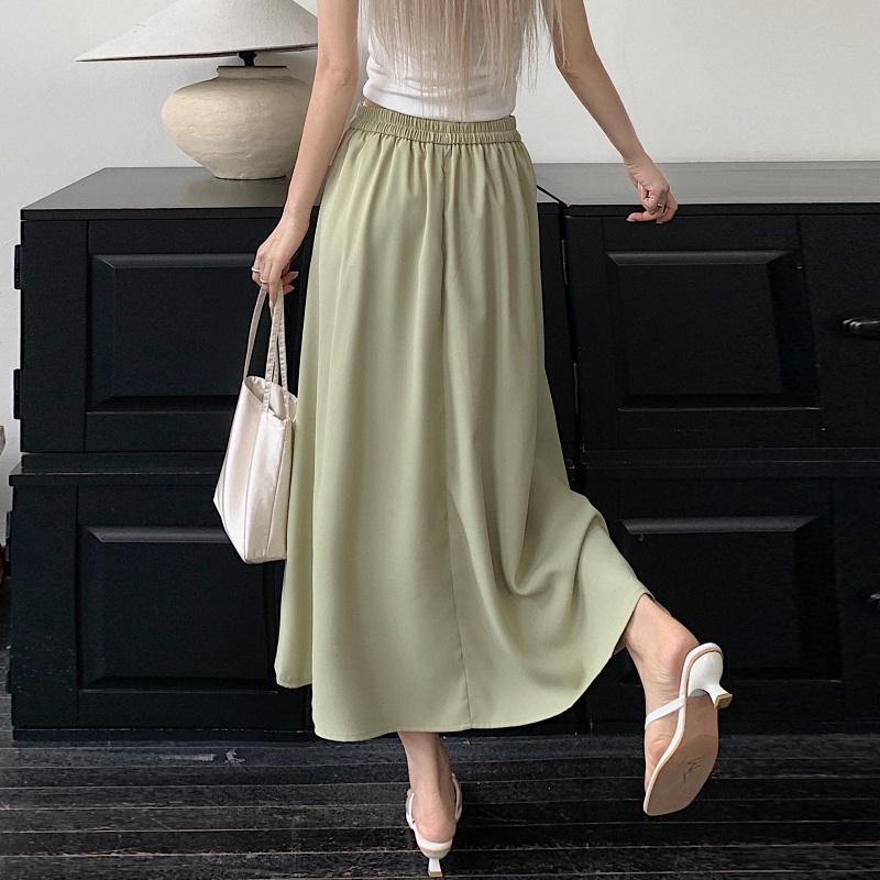 夏季女装批新款发百搭大码高腰大摆A字伞裙气质垂感中长款半身裙 - 图3