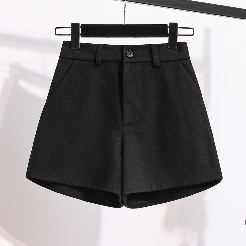 秋冬女装新款休闲阔腿宽松显瘦高腰短裤胖mm大码外穿洋气毛呢靴裤,淘宝优惠券,粉丝福利购,淘宝优惠卷