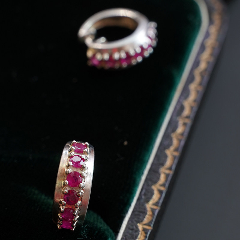 通体925银耳环银耳圈扣意大利树莓热粉复古红钢玉蓝宝石色银耳扣,淘宝优惠券,粉丝福利购,淘宝优惠卷