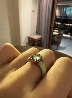 PASTTIMES现代通体925银戒指女意大利设计师春天青春洋溢治愈绿色