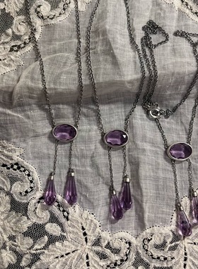 银项链紫水晶宫廷复古女925纯银