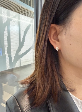 PASTTIMES 现代几何男生设计师男女925银耳钉正方形三角形礼物