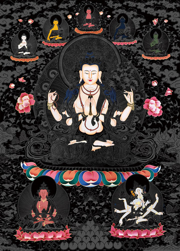 四臂观音唐卡|静心减压|唐卡描金|佛像涂色||DIY手绘填色装饰画 - 图2